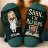 Custom Shh I'm Reading Crew Socks - Personalized Bookish Gifts For Book Lovers, Bookworms, Readers - Magic Lives Between The Pages