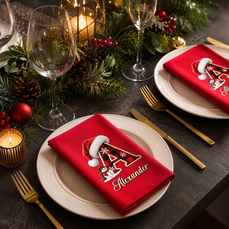 Custom Cotton Napkin - Personalized Christmas Birthday Gifts For Mom, Dad, Brother, Sister - Joy Grows When We Gather