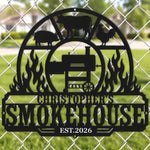 Custom BBQ Shaped Metal Sign - Personalized Grilling Gifts For BBQ Lovers, Husband, Son, Grandson, Brother, Grandpa, Dad, Yourself - Smokin Hot Flavor Everyday Here
