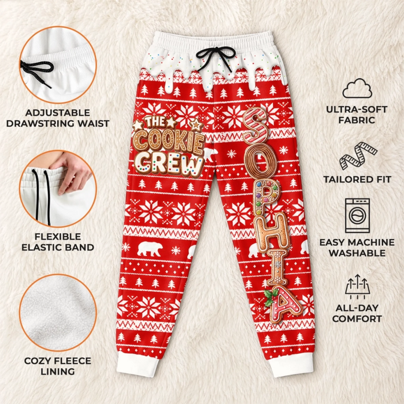 Custom Letter Unisex Sweatpants - Personalized Christmas Birthday Gifts For Mom, Dad, Brother, Sister - Official Cookie Tester