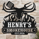 Custom BBQ Shaped Metal Sign - Personalized Grilling Gifts For BBQ Lovers, Husband, Son, Grandson, Brother, Grandpa, Dad, Yourself - Fire Up The Charcoal Grill
