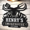 Custom BBQ Shaped Metal Sign - Personalized Grilling Gifts For BBQ Lovers, Husband, Son, Grandson, Brother, Grandpa, Dad, Yourself - Fire Up The Charcoal Grill
