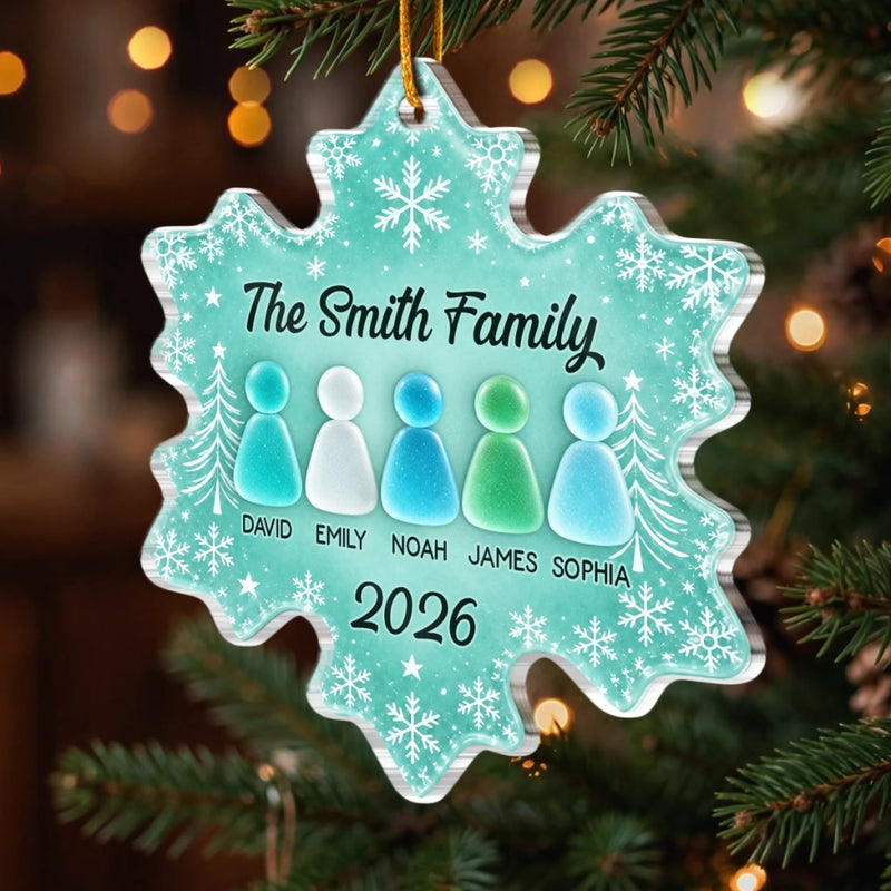 Custom Sea Glass Acrylic Ornament - Personalized Christmas Birthday Gifts For Mom, Dad, Brother, Sister - Love Makes Christmas Complete