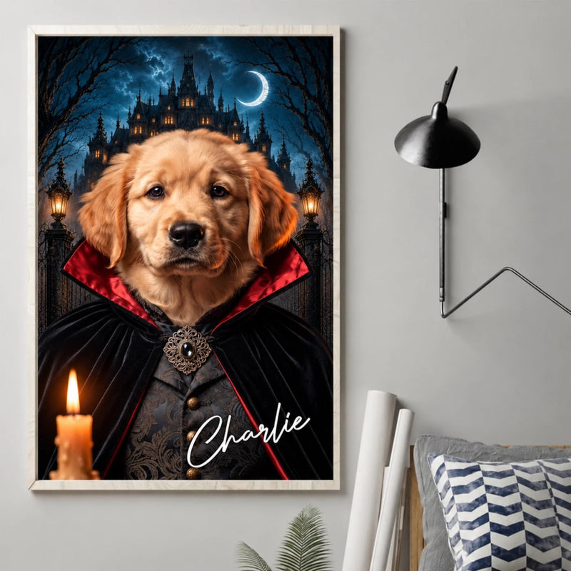 Custom Photo Vampire Vertical Poster - Personalized Halloween Birthday Gifts For Dog Cat Lovers, Dog Dad And Mom, Cat Owners - Fur Real Spooky