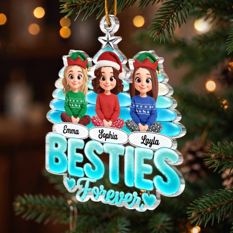 Custom Sea Glass Acrylic Ornament - Personalized Best Friend Christmas Birthday Gifts For Women, Besties, Sisters, BFF - Sweet Moments, Best Friends