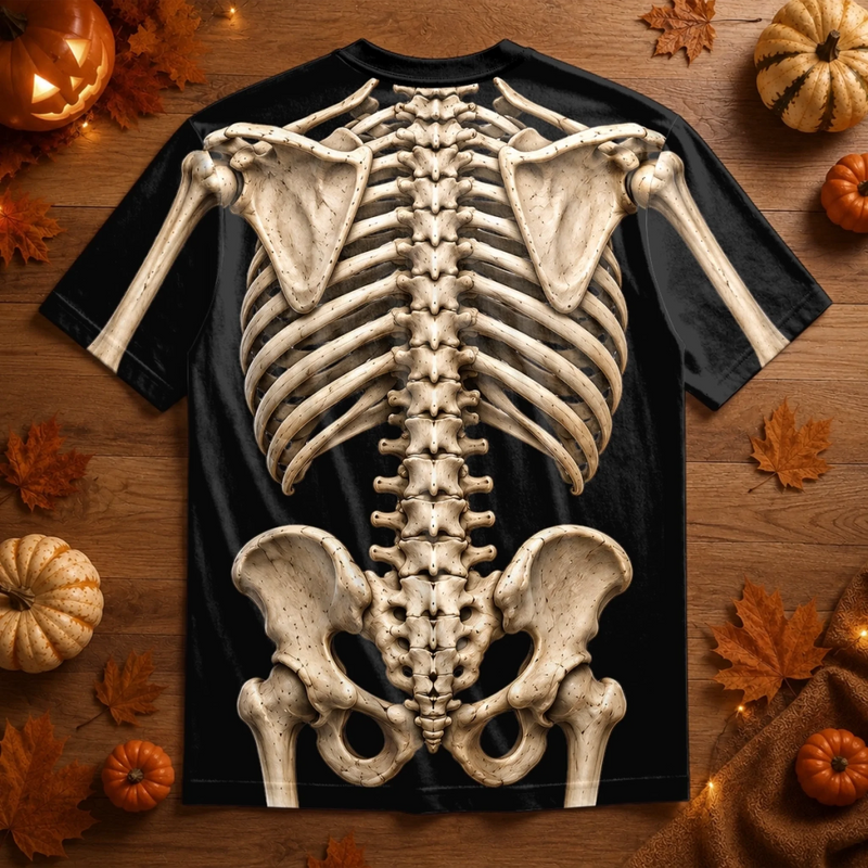 Custom Skeleton T-shirt - Personalized Halloween Birthday Gifts For Husband, Son, Grandson, Brother, Grandpa, Dad, Yourself - Just A Bunch Of Bones