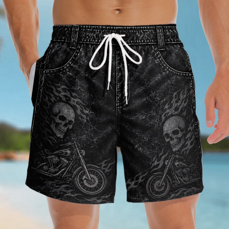 Custom Funny Men Swim Trunks - Personalized Summer Vacation And Travel Gifts For Husband, Son, Grandson, Brother, Grandpa, Dad, Yourself - Born To Ride In Style