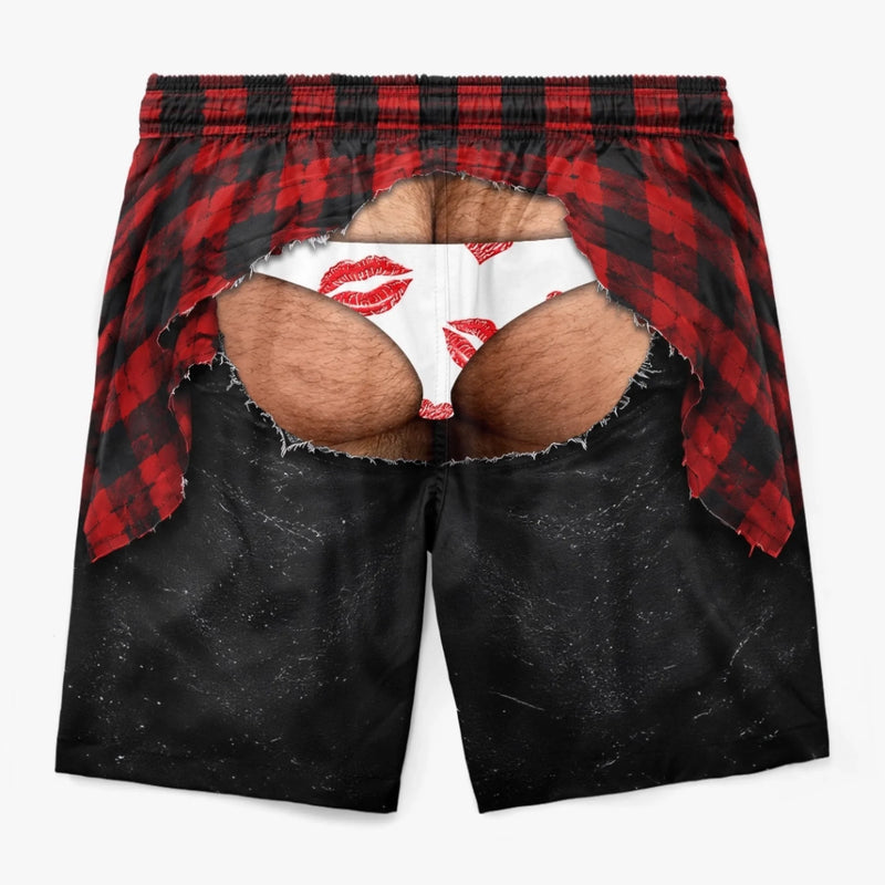 Custom Funny Men Swim Trunks - Personalized Summer Vacation And Travel Gifts For Husband, Son, Grandson, Brother, Grandpa, Dad, Yourself - Looking Good From The Back