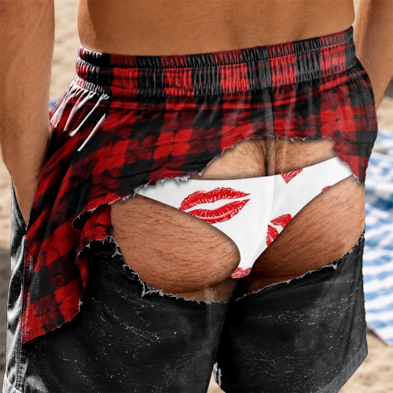 Custom Funny Men Swim Trunks - Personalized Summer Vacation And Travel Gifts For Husband, Son, Grandson, Brother, Grandpa, Dad, Yourself - Looking Good From The Back