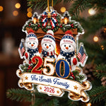 Custom Acrylic Ornament - Personalized America 250th Anniversary Christmas Gifts For Mom, Dad, Brother, Sister - Winter Wishes