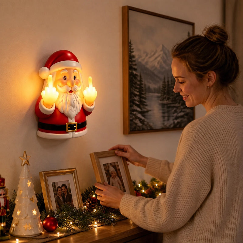 Middle Finger Santa Light - Christmas Birthday Gifts For Mom, Dad, Brother, Sister - Santa's Favorite Mood