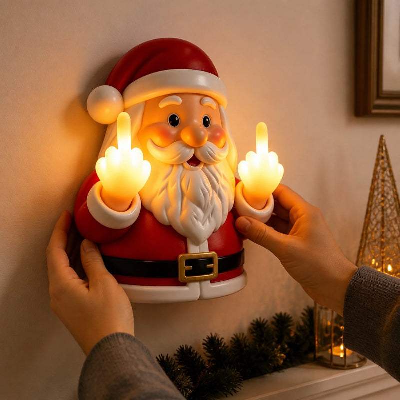 Middle Finger Santa Light - Christmas Birthday Gifts For Mom, Dad, Brother, Sister - Santa's Favorite Mood