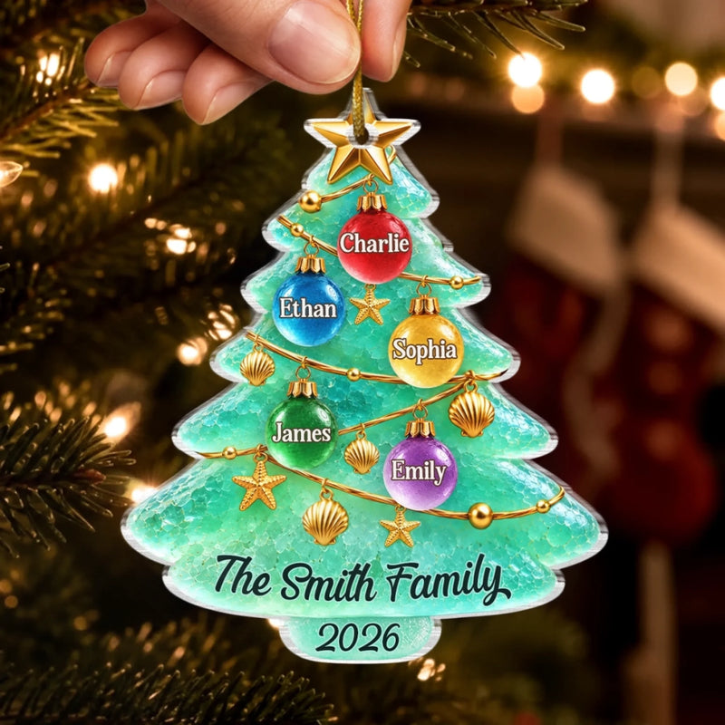 Custom Sea Glass Acrylic Ornament - Personalized Christmas Birthday Gifts For Mom, Dad, Brother, Sister - Pure Holiday Joy