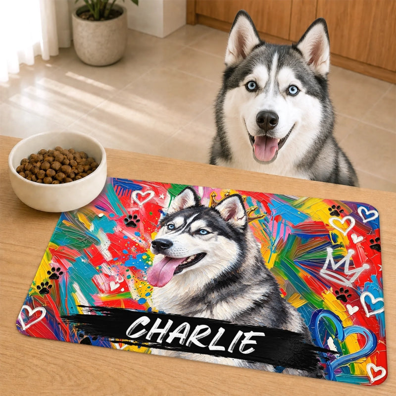 Custom Photo Pet Feeding Mat - Personalized Birthday Gifts For Dog Cat Lovers, Dog Dad And Mom, Cat Owners - Sweet Paws, Happy Soul