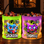 Custom Monster LED Light Bucket Bag - Personalized Halloween Birthday Gifts For Kids - Monster Candy Hunter
