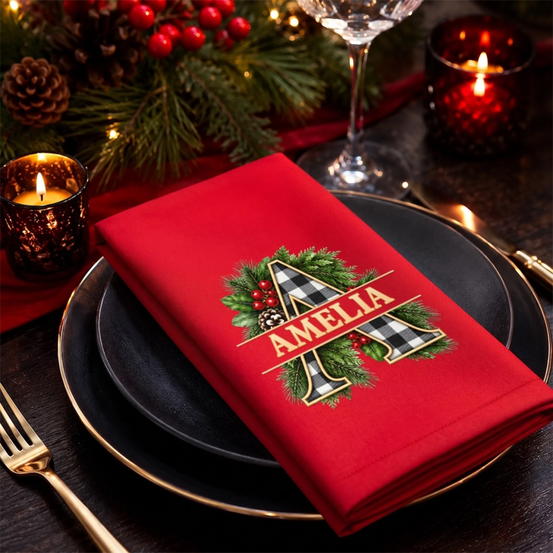 Custom Cotton Napkin - Personalized Christmas Birthday Gifts For Mom, Dad, Brother, Sister - Cozy Nights Merry Lights