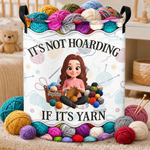 Custom Yarn Laundry Basket - Personalized Birthday Gifts For Crochet Knitting Lovers, Crocheters, Knitters - Powered By Yarn