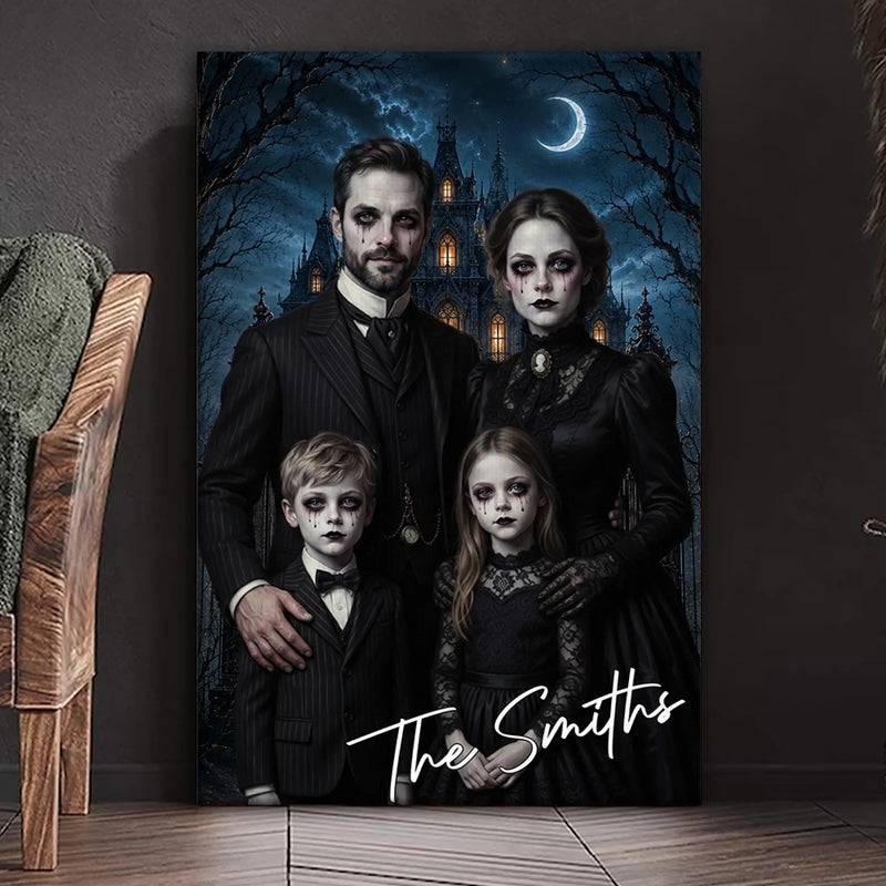 Custom Photo Vertical Canvas - Personalized Halloween Decor Birthday Gifts For Mom, Dad, Brother, Sister - Haunting Together Forever