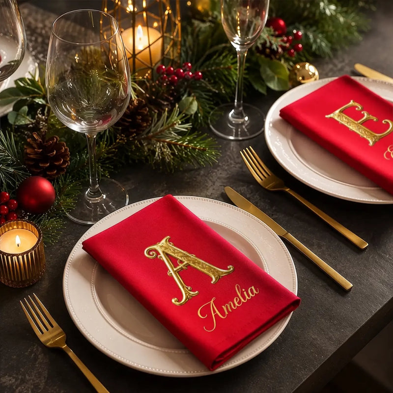 Custom Cotton Napkin - Personalized Christmas Birthday Gifts For Mom, Dad, Brother, Sister - Merry With Family