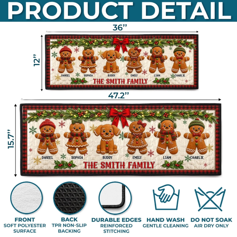 Custom Gingerbread Runner Rug - Personalized Christmas Birthday Gifts For Mom, Dad, Brother, Sister - Our Sweet Family Lives Here