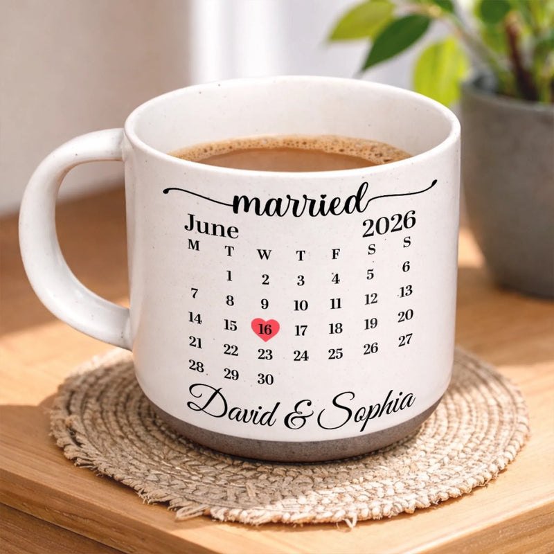 Custom First Christmas Pottery Mug - Personalized  Anniversary Christmas Wedding Gifts For Husband And Wife, Him And Her - Forever Our Special Date