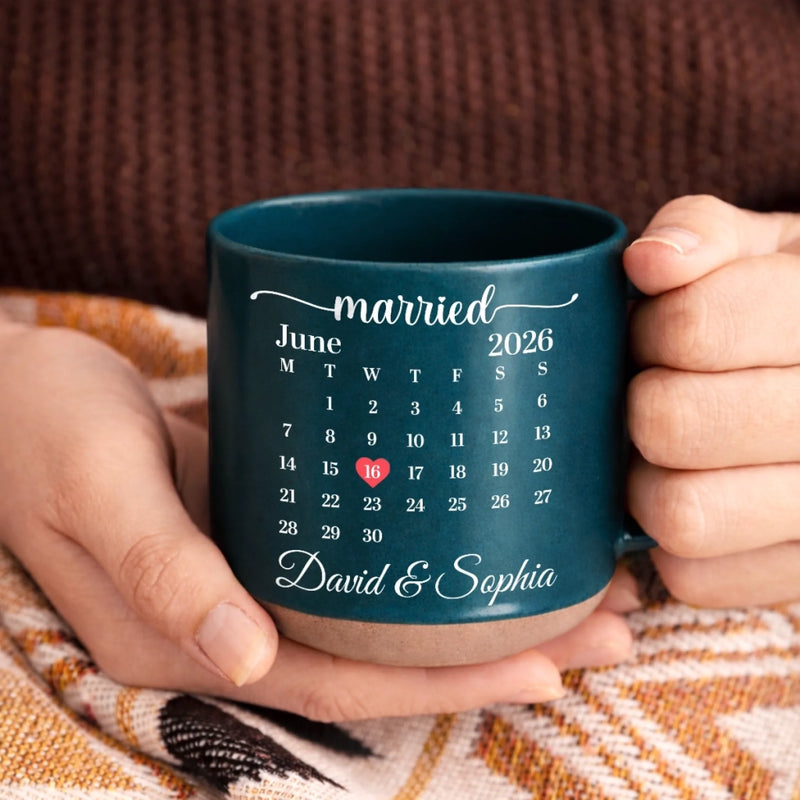 Custom First Christmas Pottery Mug - Personalized  Anniversary Christmas Wedding Gifts For Husband And Wife, Him And Her - Forever Our Special Date
