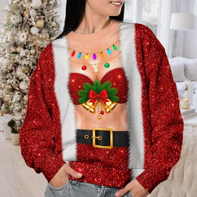 Custom Funny Ugly Sweatshirt - Personalized Christmas Birthday Gifts For Wife, Daughter, Besties, Sisters, Granddaughter, Grandma, Mom, Yourself - Santa's Cheekiest Helper