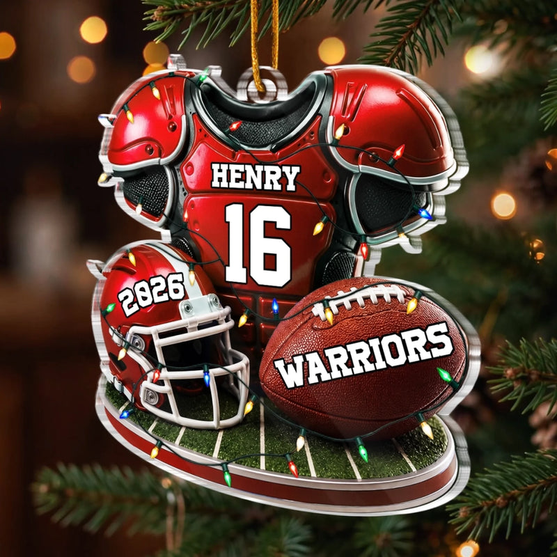 Custom America Football Acrylic Ornament - Personalized Christmas Birthday Gifts For America Football Lovers, Sports Fans, Sports Lovers - Born To Play Hard Always