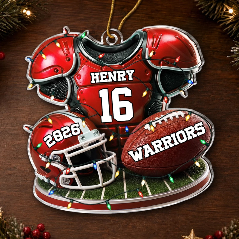 Custom America Football Acrylic Ornament - Personalized Christmas Birthday Gifts For America Football Lovers, Sports Fans, Sports Lovers - Born To Play Hard Always