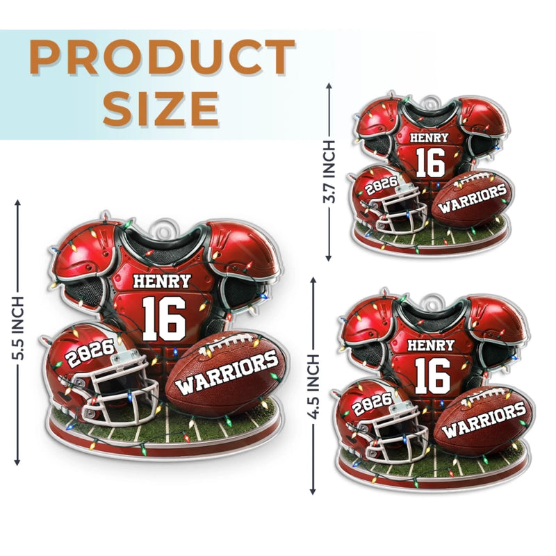 Custom America Football Acrylic Ornament - Personalized Christmas Birthday Gifts For America Football Lovers, Sports Fans, Sports Lovers - Born To Play Hard Always
