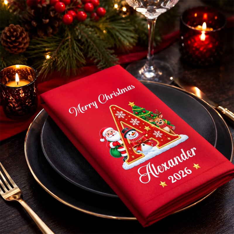 Custom Cotton Napkin - Personalized Christmas Birthday Gifts For Mom, Dad, Brother, Sister - Wrapped Up In Holiday Joy