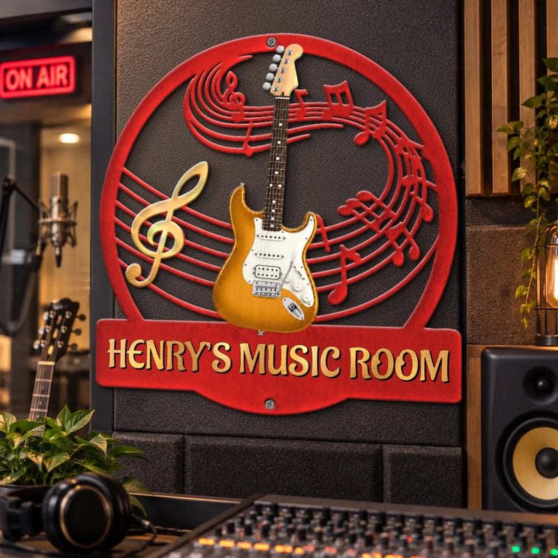 Custom Shaped Metal Sign - Personalized Birthday Gifts For Guitar Lovers - Life Is Better With Music