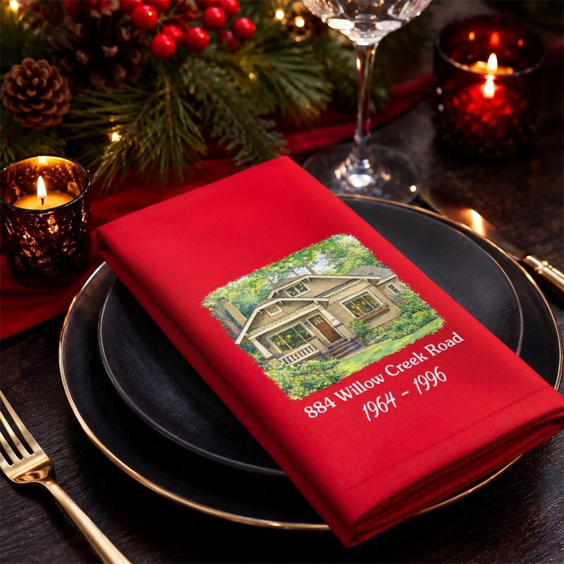 Custom Photo Cotton Napkin - Personalized Christmas Birthday Gifts For Mom, Dad, Brother, Sister - Our First Home