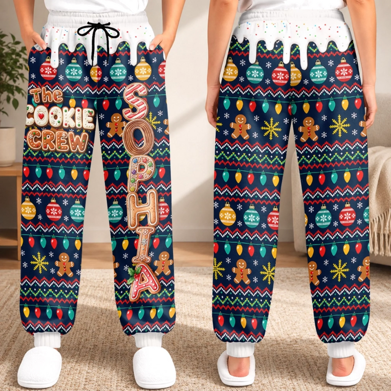 Custom Letter Unisex Sweatpants - Personalized Christmas Birthday Gifts For Mom, Dad, Brother, Sister - Merry Cookie Season