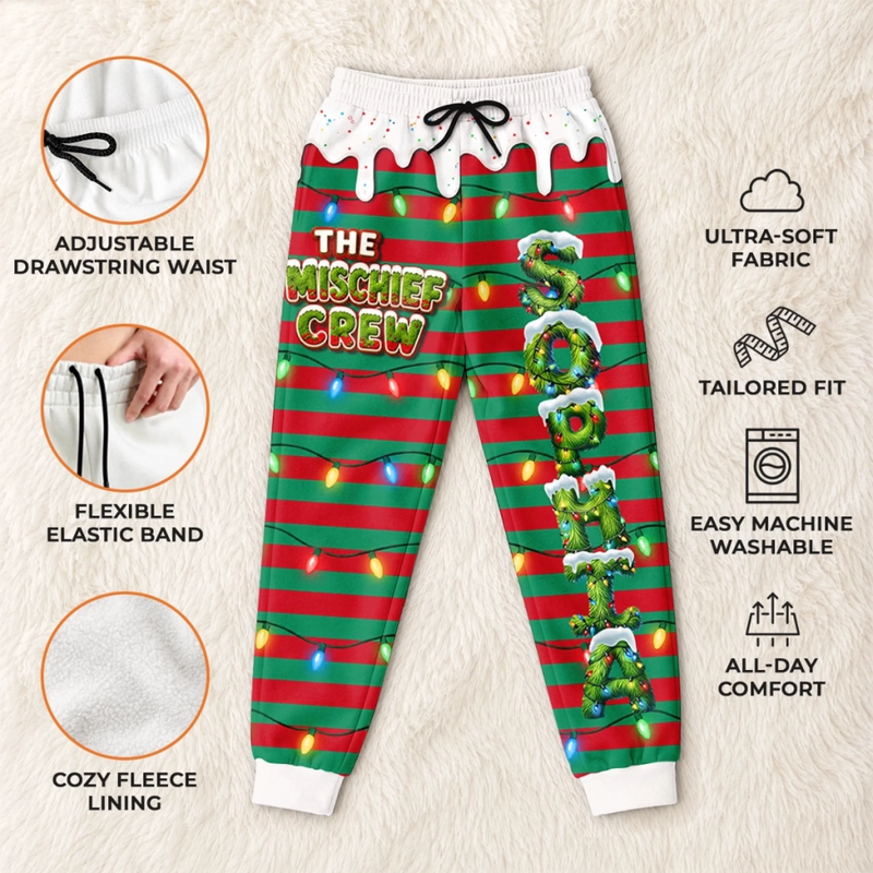 Custom Letter Unisex Sweatpants - Personalized Christmas Birthday Gifts For Mom, Dad, Brother, Sister - Grinch Mode