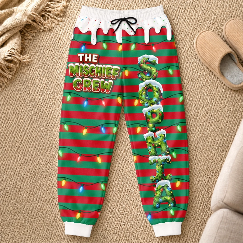 Custom Letter Unisex Sweatpants - Personalized Christmas Birthday Gifts For Mom, Dad, Brother, Sister - Grinch Mode