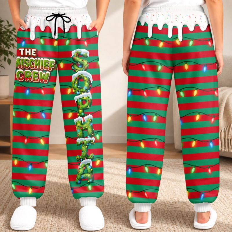 Custom Letter Unisex Sweatpants - Personalized Christmas Birthday Gifts For Mom, Dad, Brother, Sister - Grinch Mode