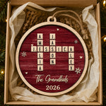 Custom Scrabble Wood Ornament - Personalized Christmas Birthday Gifts For Grandma, Grandpa, Mom, Dad - Love Spelled The Family Way