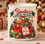 Custom Laundry Basket - Personalized Christmas Birthday Gifts For Kids - Santa's Special Delivery