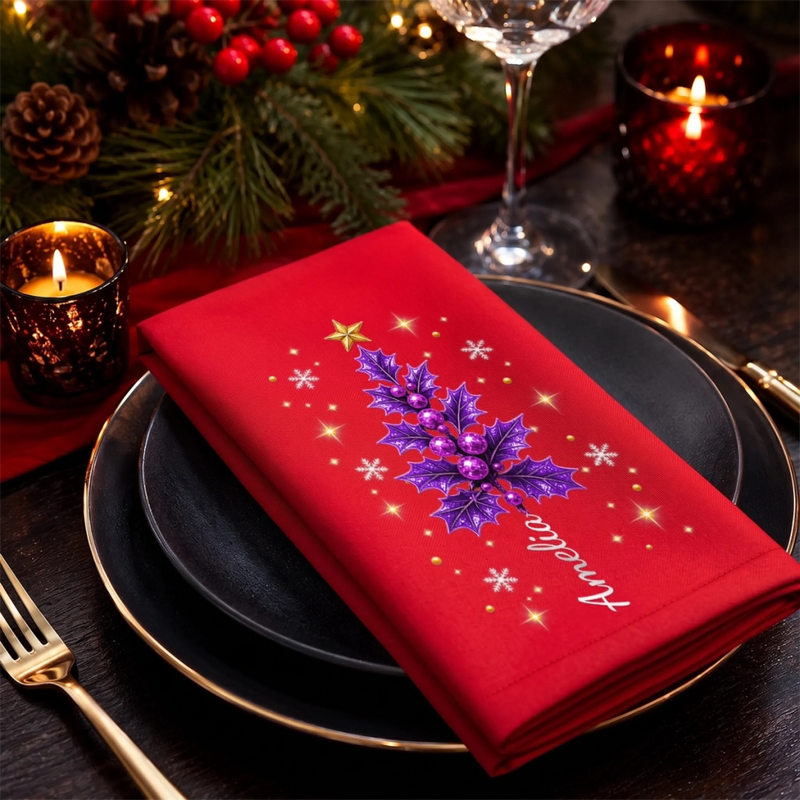 Custom Cotton Napkin - Personalized Christmas Birthday Gifts For Mom, Dad, Brother, Sister - Love Grows Around The Christmas Tree