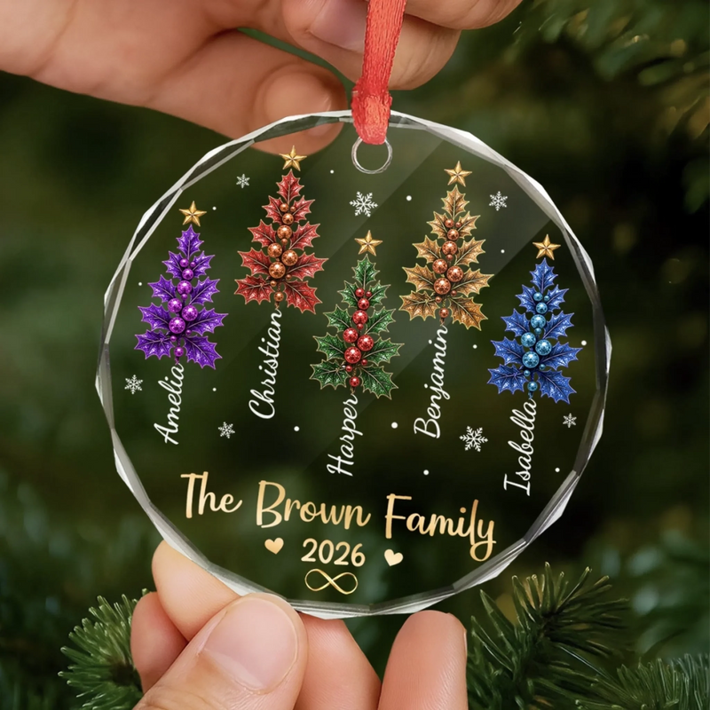 Custom Circle Glass Ornament - Personalized Christmas Birthday Gifts For Mom, Dad, Brother, Sister - Rooted In Love Grown Together