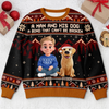 Custom Ugly Sweatshirt - Personalized Christmas Birthday Gifts For Dog Cat Lovers, Dog Dad And Mom, Cat Owners - Merry Vibes, Happy Paws
