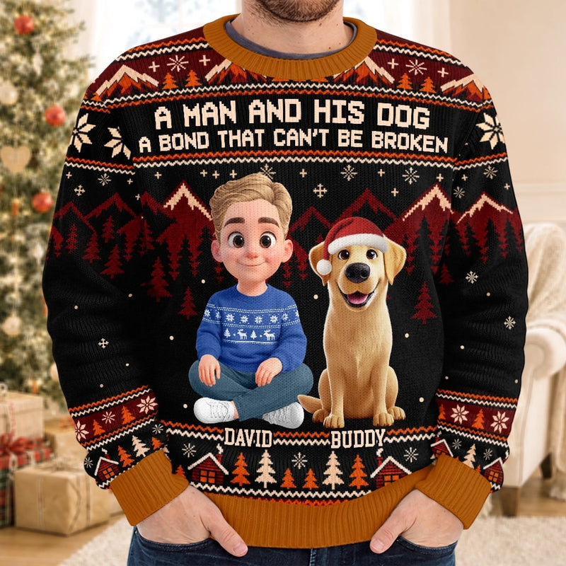 Custom Ugly Sweatshirt - Personalized Christmas Birthday Gifts For Dog Cat Lovers, Dog Dad And Mom, Cat Owners - Merry Vibes, Happy Paws