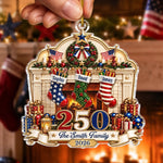 Custom Acrylic Ornament - Personalized America 250th Anniversary Christmas Gifts For Mom, Dad, Brother, Sister - Our Family, Our Tradition