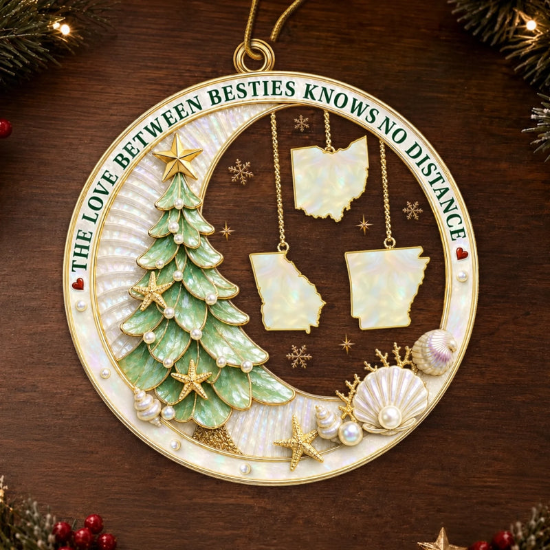 Custom Long Distance Acrylic Ornament - Personalized Best Friend Christmas Birthday Gifts For Women, Besties, Sisters, BFF - Forever My Distant Bestie