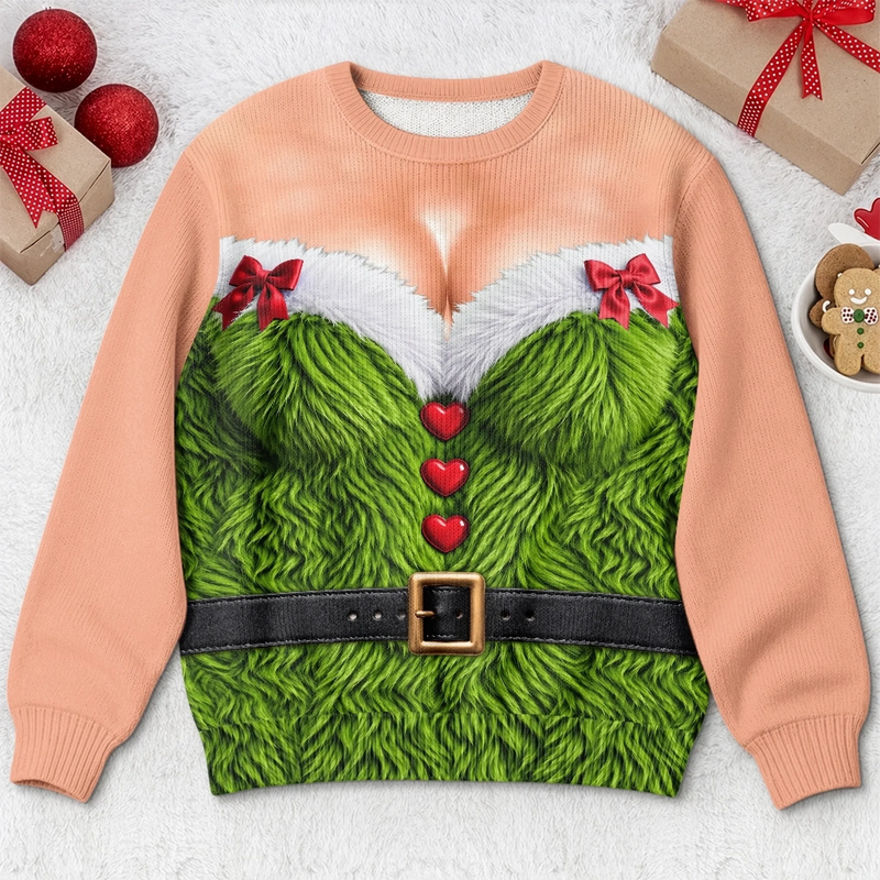 Custom Funny Ugly Sweatshirt - Personalized Christmas Birthday Gifts For Wife, Daughter, Besties, Sisters, Granddaughter, Grandma, Mom, Yourself - Serving Elf Glam