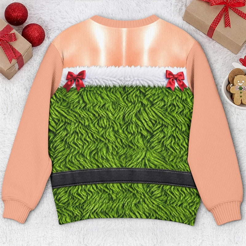 Custom Funny Ugly Sweatshirt - Personalized Christmas Birthday Gifts For Wife, Daughter, Besties, Sisters, Granddaughter, Grandma, Mom, Yourself - Serving Elf Glam