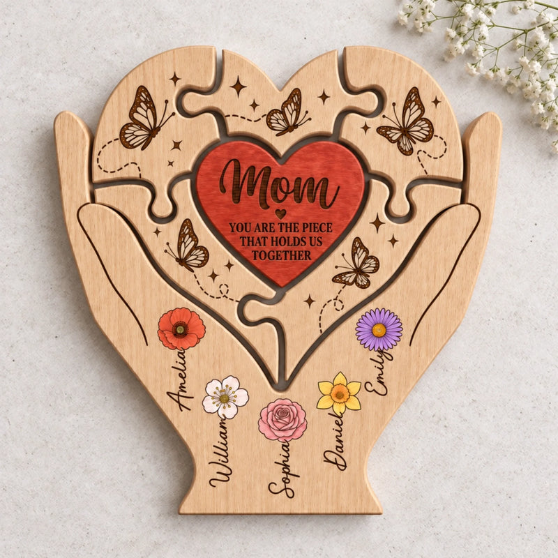 Custom Shaped Wooden Art Puzzle - Personalized Mother's Day Father's Day Birthday Gifts For Mom, Dad, Grandma, Grandpa - Where Every Piece Holds Love