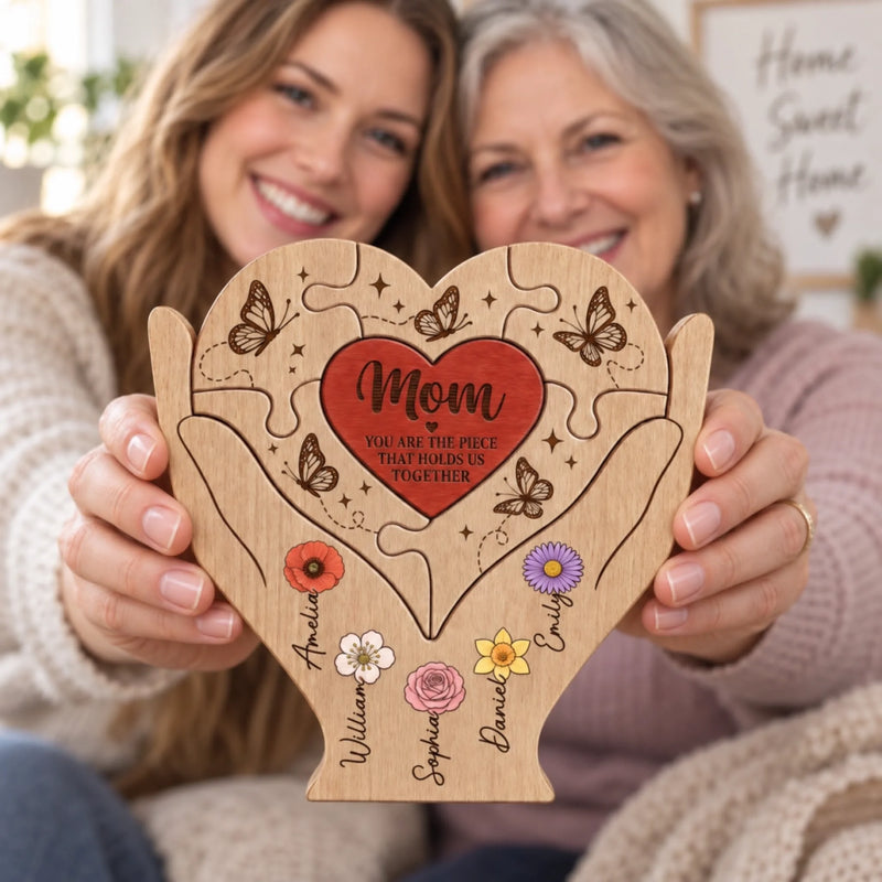 Custom Shaped Wooden Art Puzzle - Personalized Mother's Day Father's Day Birthday Gifts For Mom, Dad, Grandma, Grandpa - Where Every Piece Holds Love