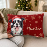 Custom Photo Woven Pillow - Personalized Christmas Birthday Gifts For Dog Cat Lovers, Dog Dad And Mom, Cat Owners - Furry Christmas Friends
